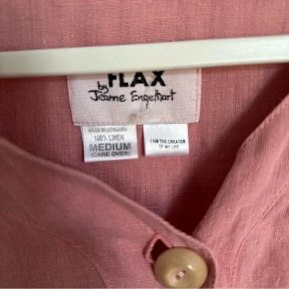 Flax 100% Linen Peplum Button Front Top - Picture 7 of 9